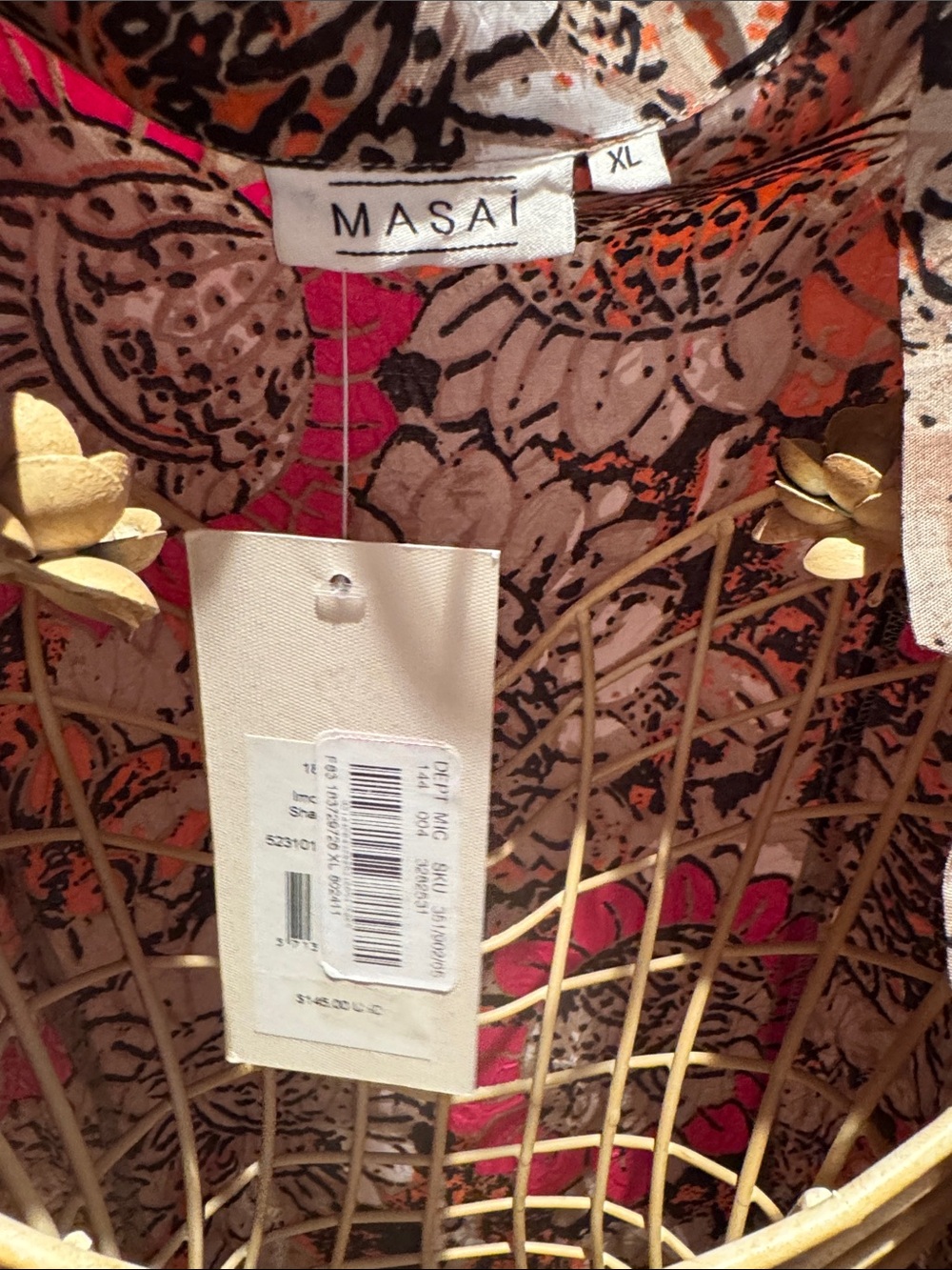 Masai Cerise Org Imorga Blouse Pink & Orange Flower Print - Size XL - NWT - Picture 3 of 9